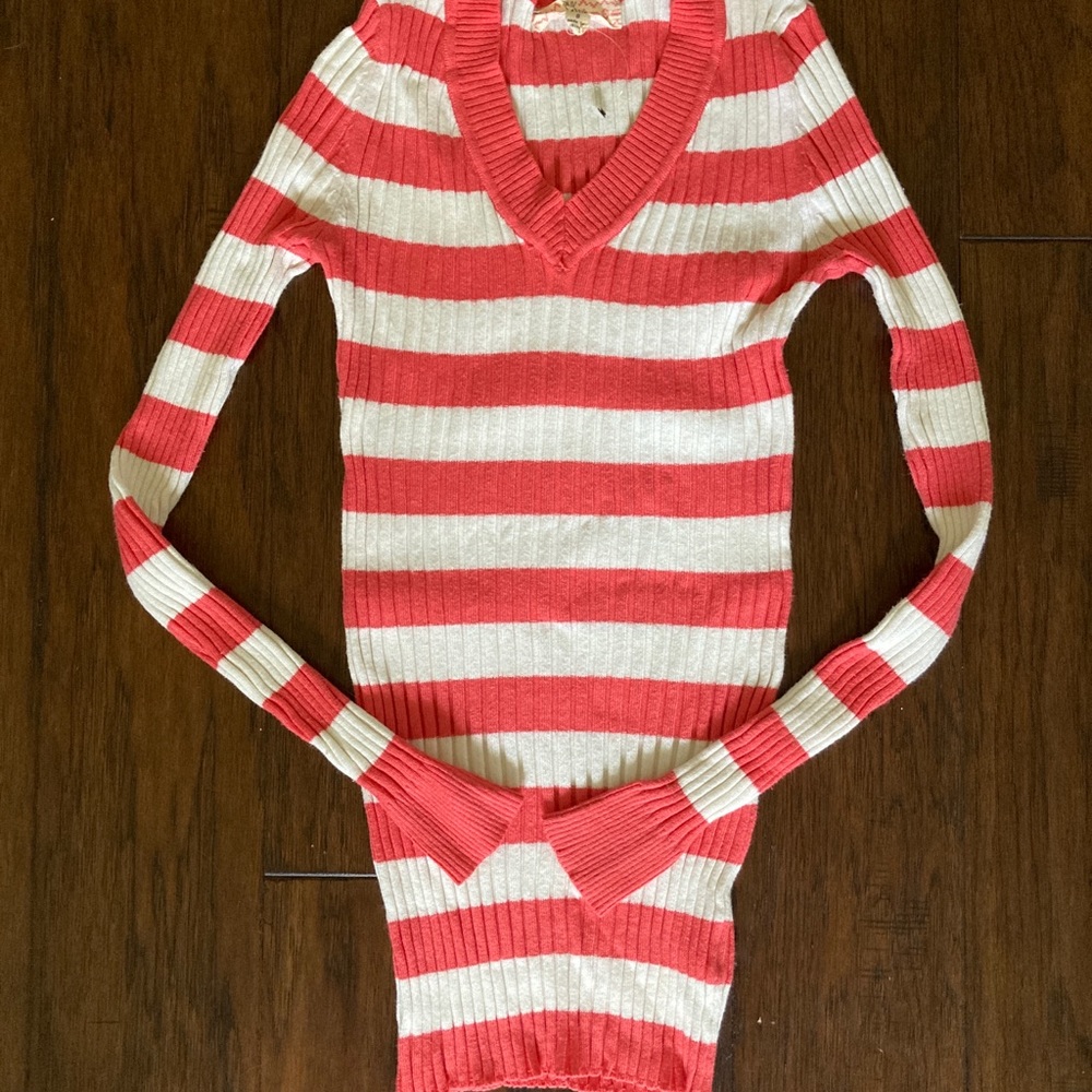 Pink Republic Sweater Coral Stripe - Size S (GUC)